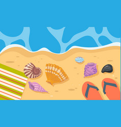 Seashells Towel Ad Flip-flops On Sand Cartoon