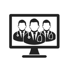 Online Medical Team Icon Flat Style Eps