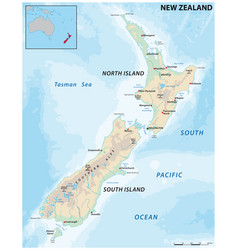 Physical Map Of The Island Nation Of New Zealand