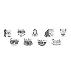 Summer Vacation And Holidays Monochrome Label And