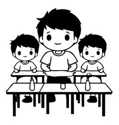 Teacher And Pupils On White T-shirt