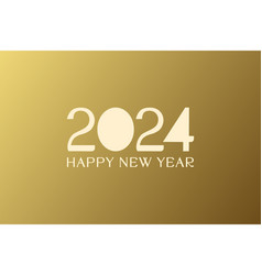 Happy New Year 2024 On Gold Background Flat