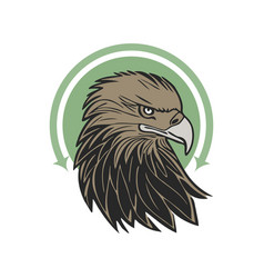 Head Of A Serious Eagle In A Green Circle