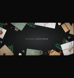 Merry Christmas Banner Flat Lay Composition