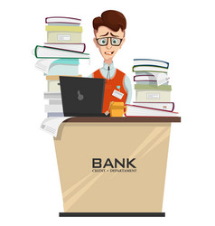 Concept Of Bank Employee With Lot Work