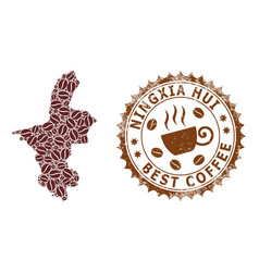 Mosaic Map Ningxia Hui Region With Coffee