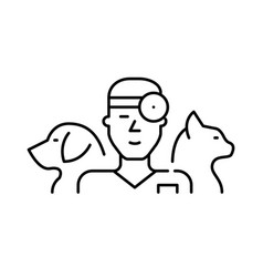 Veterinary Doctor Icon Young Man With Dog And Cat