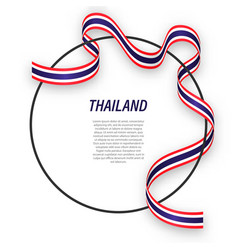 Waving Ribbon Flag Thailand On Circle Frame