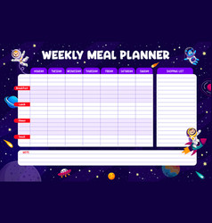 Weekly Meal Planner With Space Astronaut Kid