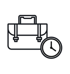 Briefcase With Clock Icon Black Line Art Logo