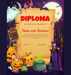 Kids Halloween Diploma With Holiday Characters