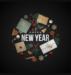 New Year Greeting Card Flat Lay Composition