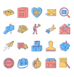 Post Service Icon Set In Line Style