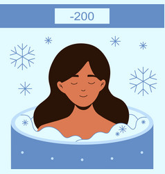 Peaceful Woman In A Cryosauna Ice Therapy