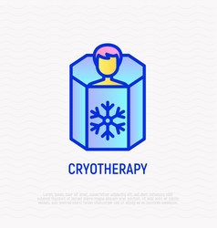 Cryotherapy Thin Line Icon Man In Cryo Capsule