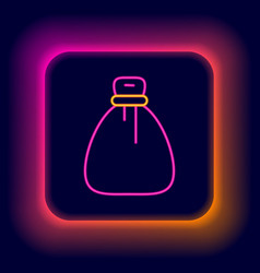 Glowing Neon Line Old Money Bag Icon Isolated