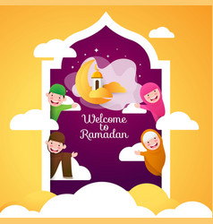 Greeting Card Welcome To Ramadan With Cute Happy