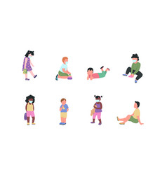 Kindergarten Children Flat Color Faceless