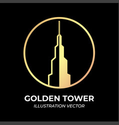 Luxury Golden Tower Building For Real Estate Town