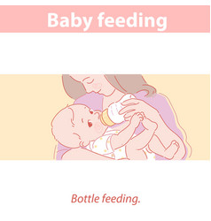 Mother Feeding Little Baby With Bottle Milk