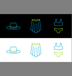 Set Line Swimsuit Man Hat And Skirt Icon