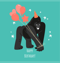 Birthday Greeting Card With A Funny Gorilla