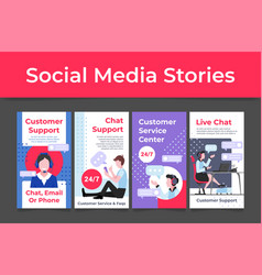 Customer Support Chat Social Media Stories Set