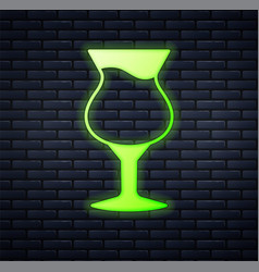 Glowing Neon Glass Of Beer Icon Isolated On Brick