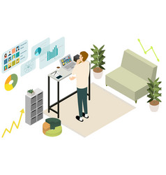 Isometric Teleworking People Working From Home