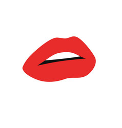 Sexy Female Lips With Matt Red Lipstick Flat