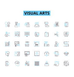 Visual Arts Linear Icons Set Drawing Painting