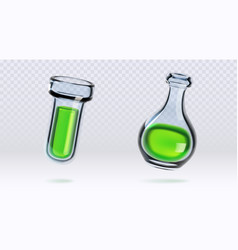 Chemical Lab Flasks With Green Liquid Substance