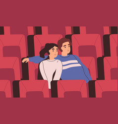 Smiling Couple Sitting On Chair At Movie Theater