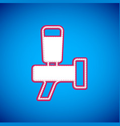 White Beer Tap Icon Isolated On Blue Background