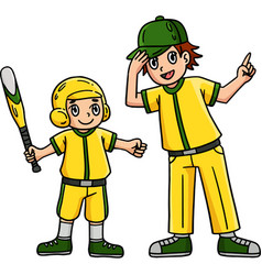 Baseball Boy And Coach Cartoon Colored Clipart