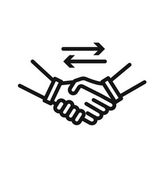 Business Agreement Handshake Icon Black Line Art