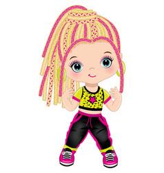 Cute Little Girl With Braided Hair Dancing Hip Hop