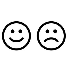 Happy And Sad Faces Icons Line Art Icon