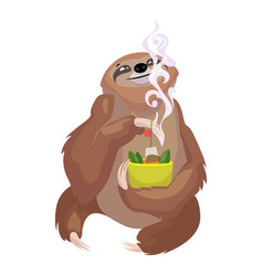 Sloth Eating Icon Cartoon Style