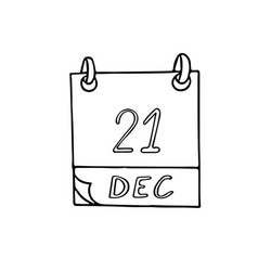 Calendar Hand Drawn In Doodle Style December 21