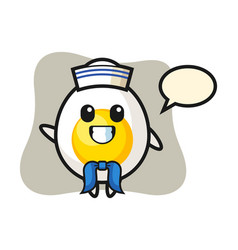 Character Mascot Boiled Egg As A Sailor Man