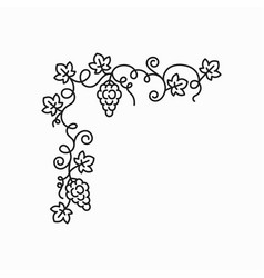 Corner Border Of Grape Vine Bunches Outline Decor