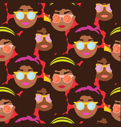 Cute Girls With Sunglasses Seamless Pattern