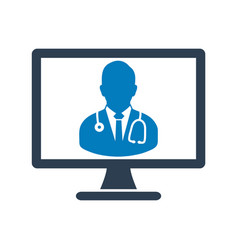 Online Doctor Icon Flat Style Eps