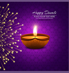 Purple Background With Fireworks Candle Diwali