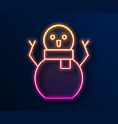 Glowing Neon Line Christmas Snowman Icon Isolated