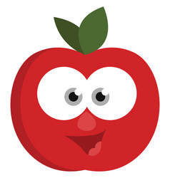 Red Apple With Eyes On A White Background