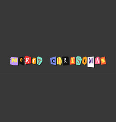 Colorful Newspaper Alphabet Text Merry Christmas