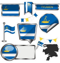 Glossy Icons With Flag Tyumen