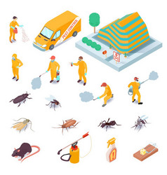 Isometric Set Of Icons With Pest Control Service